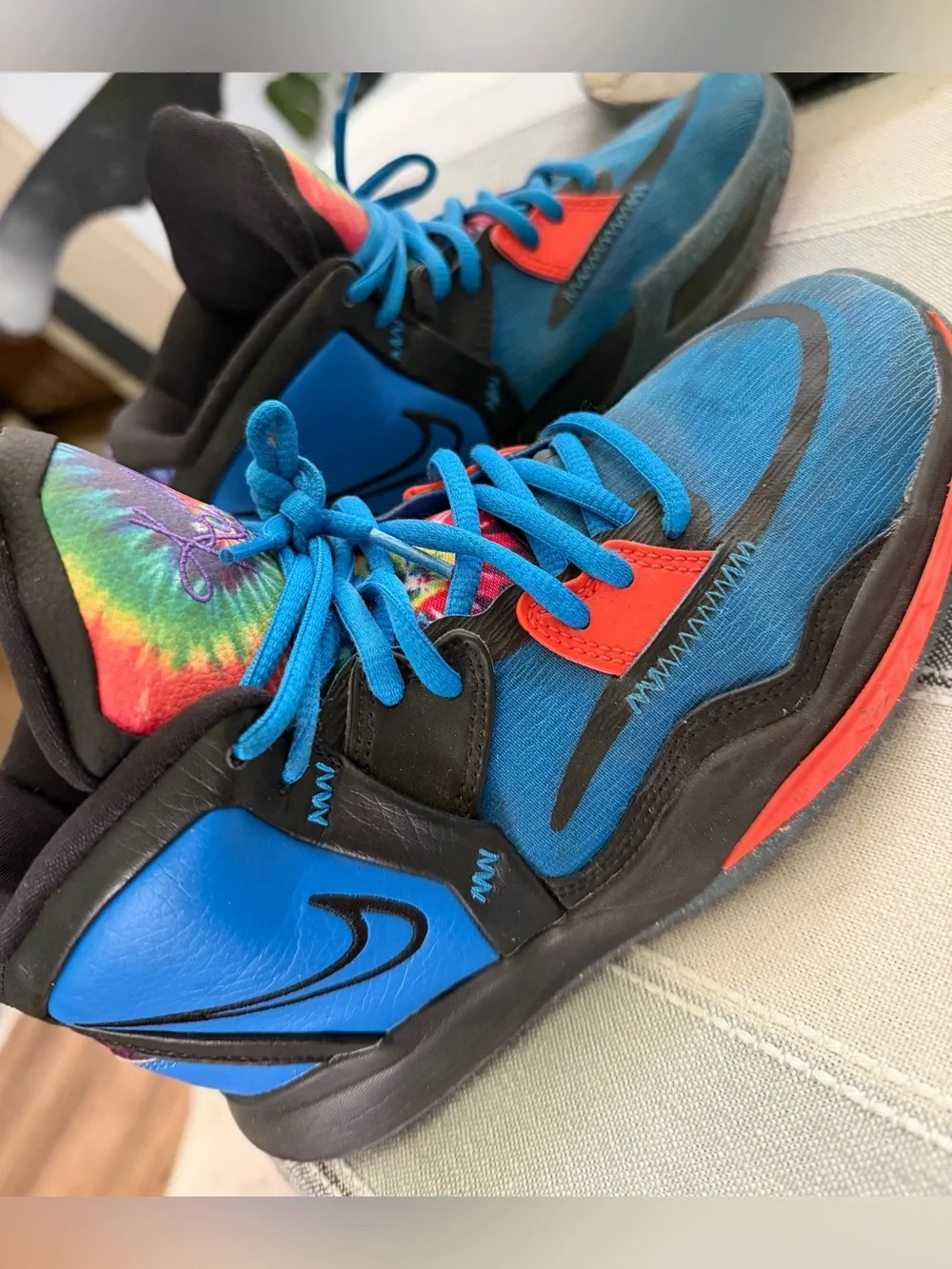 Nike Kids Blue & Red Sneakers with Tie-Dye Tongue